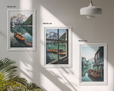 Gerahmtes bilderset Bootshaus am Bergsee
