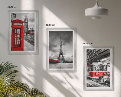 Gerahmtes bilderset Ikonen London Paris Verkehr