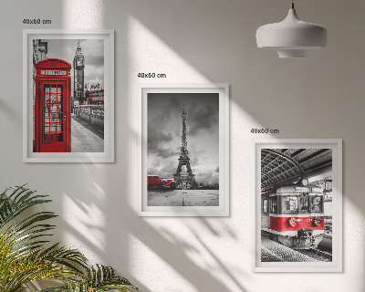Gerahmtes bilderset Ikonen London Paris Verkehr