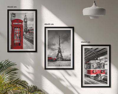 Gerahmtes bilderset Ikonen London Paris Verkehr