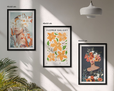 Bilder-3er-set mit rahmen Blumenporträts mit Blumensträußen