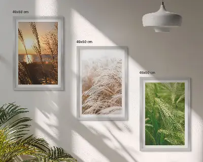 Gerahmtes Bilderset mit Gräsern in farbenfrohem Naturdesign
