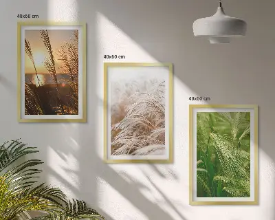 Gerahmtes Bilderset mit Gräsern in farbenfrohem Naturdesign