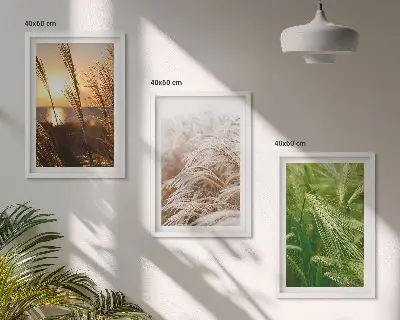Gerahmtes Bilderset mit Gräsern in farbenfrohem Naturdesign
