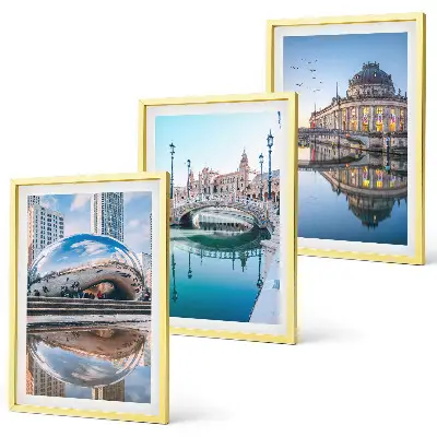 Architektur von Städten am Wasser 3er-Set Bilder mit Rahmen