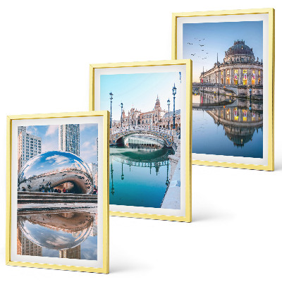 Bilder-3er-set mit rahmen Architektur von Städten am Wasser