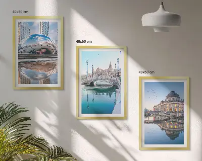 Architektur von Städten am Wasser 3er-Set Bilder mit Rahmen