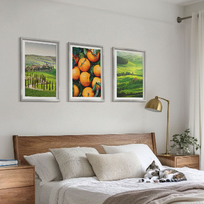 Gerahmtes bilderset Italienische Landschaft mit Orangen