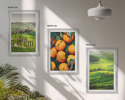 Gerahmtes bilderset Italienische Landschaft mit Orangen