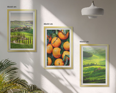 Gerahmtes bilderset Italienische Landschaft mit Orangen