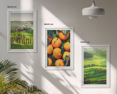Gerahmtes bilderset Italienische Landschaft mit Orangen