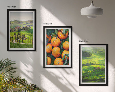 Gerahmtes bilderset Italienische Landschaft mit Orangen