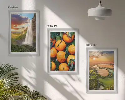 Orange Mountain Wasserfall 3er-Set Bilder mit Rahmen