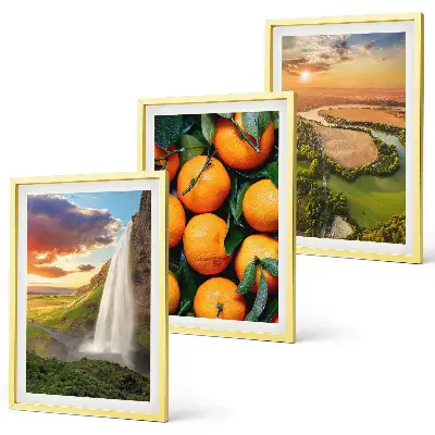 Orange Mountain Wasserfall 3er-Set Bilder mit Rahmen