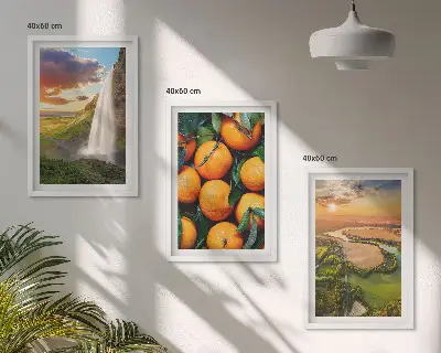 Orange Mountain Wasserfall 3er-Set Bilder mit Rahmen