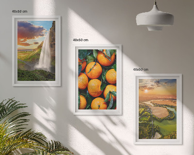 Bilder-3er-set mit rahmen Orange Mountain Wasserfall