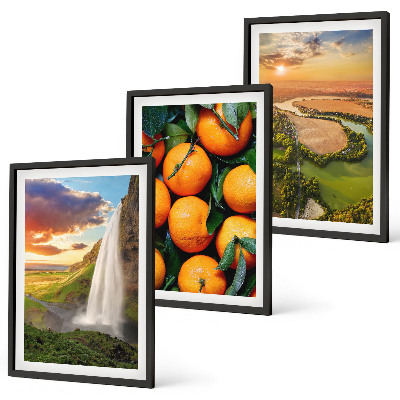 Bilder-3er-set mit rahmen Orange Mountain Wasserfall