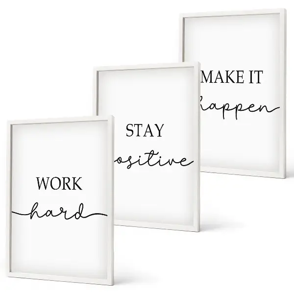 3er-Set Wandbilder mit Rahmen minimalistische Motivationssprüche