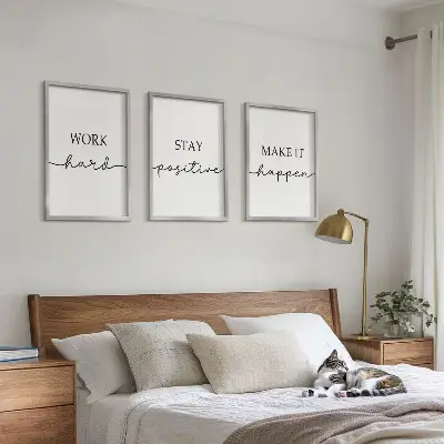 3er-Set Wandbilder mit Rahmen minimalistische Motivationssprüche