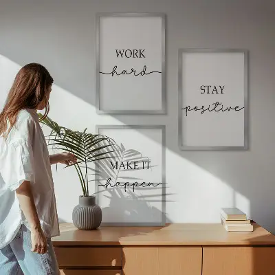 3er-Set Wandbilder mit Rahmen minimalistische Motivationssprüche