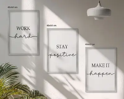 3er-Set Wandbilder mit Rahmen minimalistische Motivationssprüche