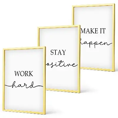 3er-Set Wandbilder mit Rahmen minimalistische Motivationssprüche