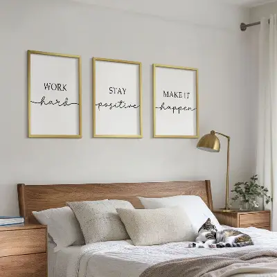 3er-Set Wandbilder mit Rahmen minimalistische Motivationssprüche