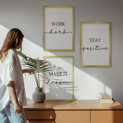 3er-Set Wandbilder mit Rahmen minimalistische Motivationssprüche