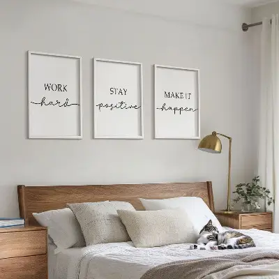 3er-Set Wandbilder mit Rahmen minimalistische Motivationssprüche