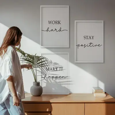3er-Set Wandbilder mit Rahmen minimalistische Motivationssprüche