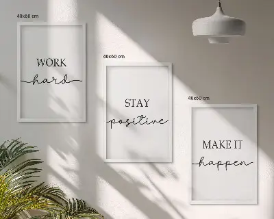 3er-Set Wandbilder mit Rahmen minimalistische Motivationssprüche