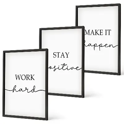 3er-Set Wandbilder mit Rahmen minimalistische Motivationssprüche