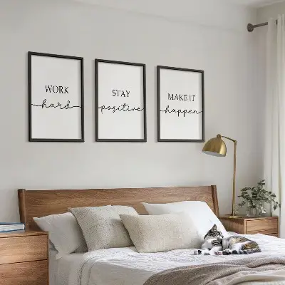 3er-Set Wandbilder mit Rahmen minimalistische Motivationssprüche