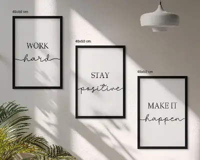 3er-Set Wandbilder mit Rahmen minimalistische Motivationssprüche