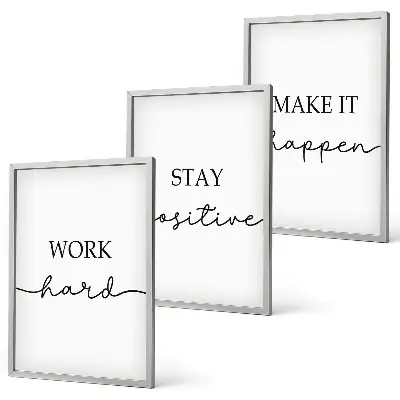 3er-Set Wandbilder mit Rahmen minimalistische Motivationssprüche