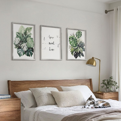 Gerahmtes bilderset Aquarell-Monstera-Blätter