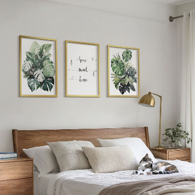 Gerahmtes bilderset Aquarell-Monstera-Blätter