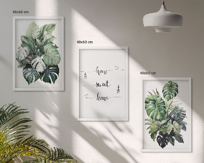 Gerahmtes bilderset Aquarell-Monstera-Blätter