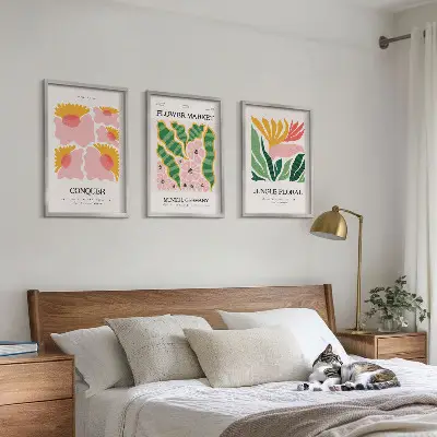 Blumen und Blätter Poster Set 3er Set inklusive Rahmen