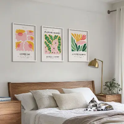 Blumen und Blätter Poster Set 3er Set inklusive Rahmen