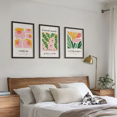 Blumen und Blätter Poster Set 3er Set inklusive Rahmen