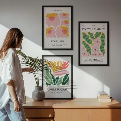 Blumen und Blätter Poster Set 3er Set inklusive Rahmen