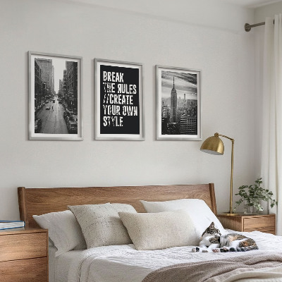 Bilder-3er-set mit rahmen Inspiration für Schwarz-Weiß-Darstellungen von Stadtstraßen