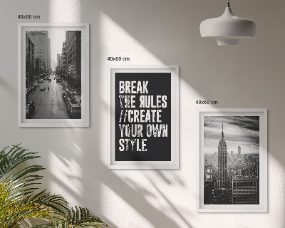 Bilder-3er-set mit rahmen Inspiration für Schwarz-Weiß-Darstellungen von Stadtstraßen