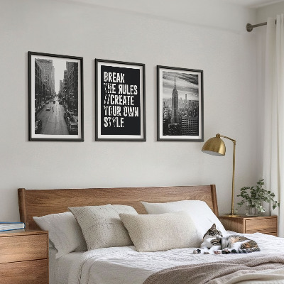 Bilder-3er-set mit rahmen Inspiration für Schwarz-Weiß-Darstellungen von Stadtstraßen