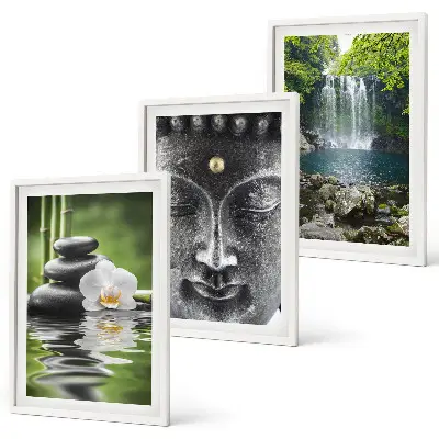 Harmoniesteine Wasser Buddha 3er-Set Bilder mit Rahmen