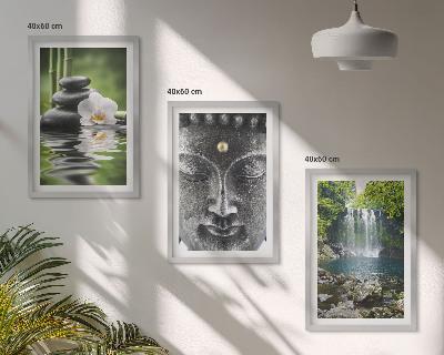 Bilder-3er-set mit rahmen Harmoniesteine ​​Wasser Buddha