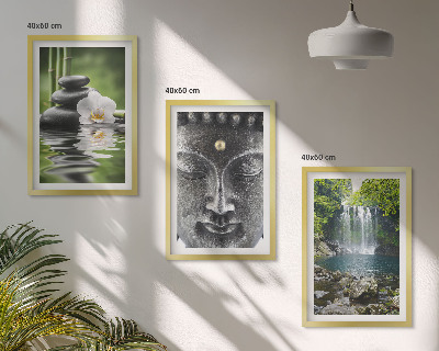 Bilder-3er-set mit rahmen Harmoniesteine ​​Wasser Buddha