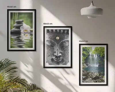 Harmoniesteine Wasser Buddha 3er-Set Bilder mit Rahmen