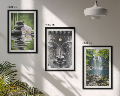 Bilder-3er-set mit rahmen Harmoniesteine ​​Wasser Buddha